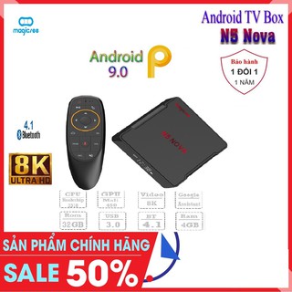 Android Tivi Box Magicsee N5 Nova - Chip RK3318 - Ram 4GB. Rom 32GB, Android 9.0 -Kèm Điều Khiển Voice - Bảo Hành 1 Năm