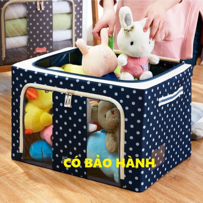 Hộp Vải Khung Thép Đựng Chăn Màn Quần áo đồ lót nam nữ đựng đồ chơi trẻ em gấp gọn 66L có thể xếp chồng