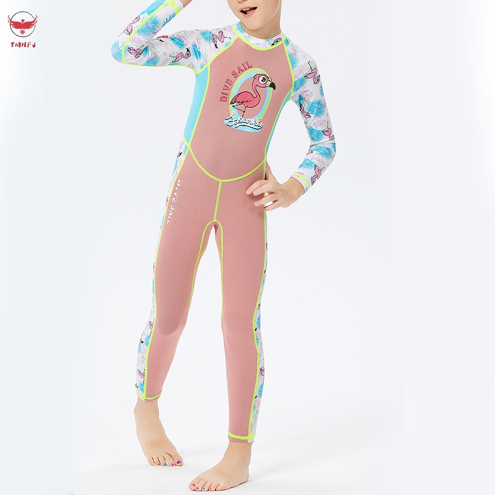 Bộ Đồ Bơi Lặn Tay Dài Có Khóa Kéo Sau Lưng Chất Liệu Cao Su Tổng Hợp Giữ Nhiệt Dành Cho Bé
