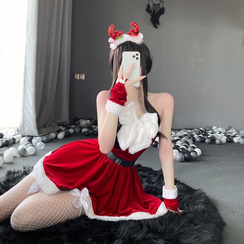 N09 váy noel đầm giáng sinh nhung đỏ clip thật