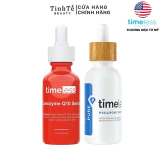Bộ đôi Timeless Skincare Coenzyme Q10 + Hyaluronic Acid 100% Pure phục hồi trẻ hóa da