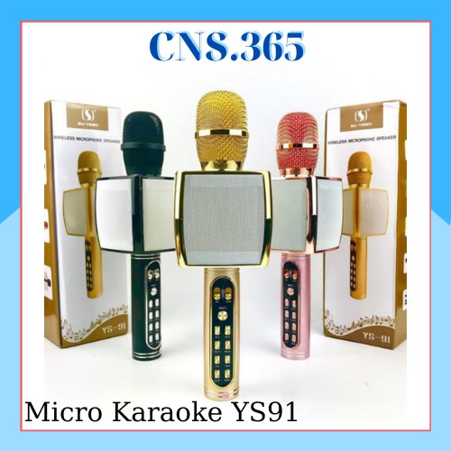 Micro Cầm Tay Karaoke YS91 Bluetooth, CNS.365 Hút Âm Tốt, Âm Thanh Loa Cực Hay, Lỗi 1 Đổi 1