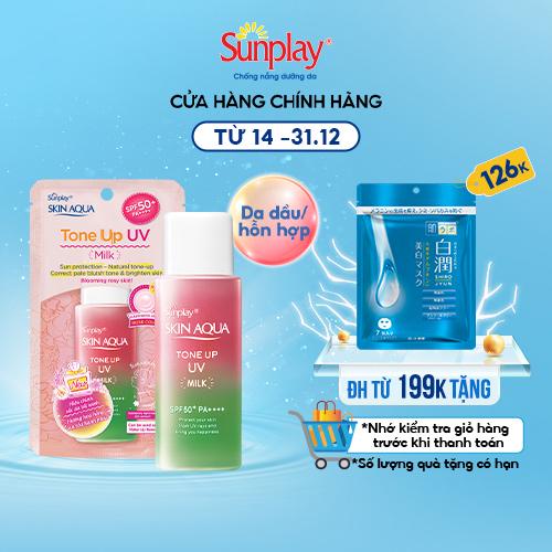 Sữa chống nắng nâng tông dành cho da dầu/hỗn hợp Sunplay Skin Aqua Tone Up UV Happiness Aura(Rose)50g