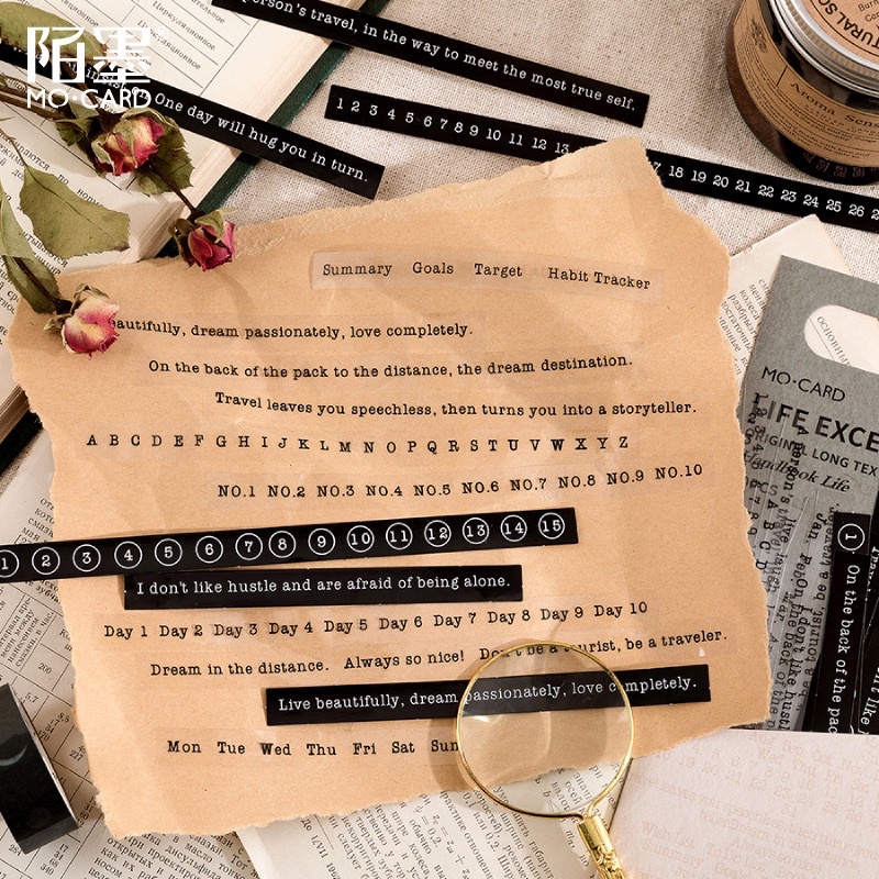 Sticker cute/Set 40 hình dán câu Quote Tiếng Anh dễ thương trang trí sổ planner bullet journal Hàn Quốc Tẻn Tẻn