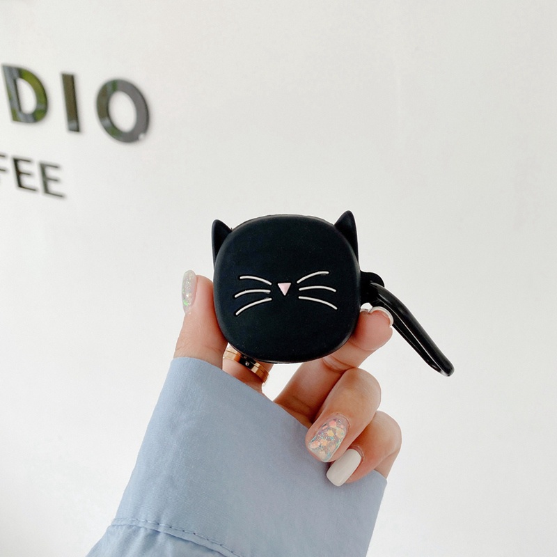 Vỏ Bọc Hộp Sạc Tai Nghe Baseus WM01 Bằng Silicon Hình Mèo Hoạt Hình Dễ Thương Có Khóa Cài Chống Rơi