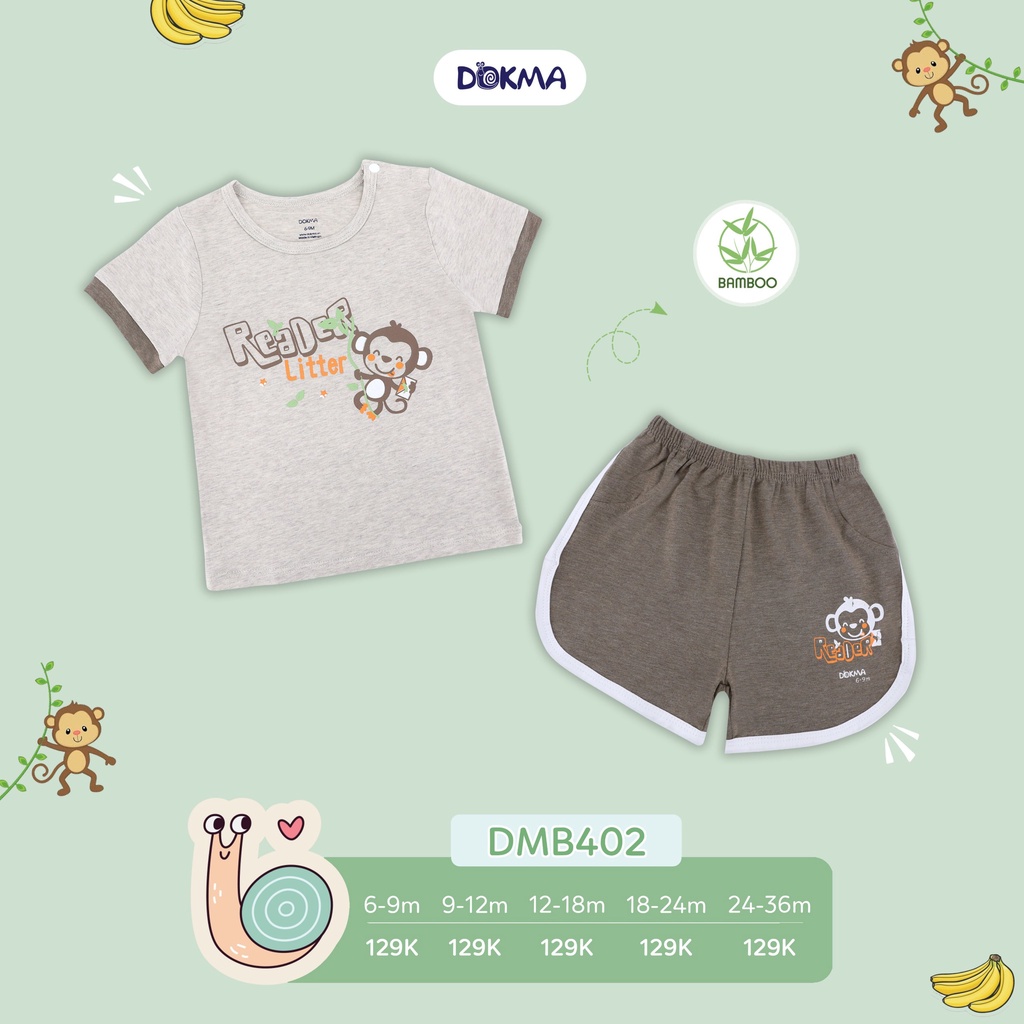 (9-36M) Bộ cộc tay bé trai Dokma vải sợi tre DMB402 DMB510