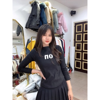 Áo nhung dài tay cổ tròn chữ nổi 1562 IMES SHOP