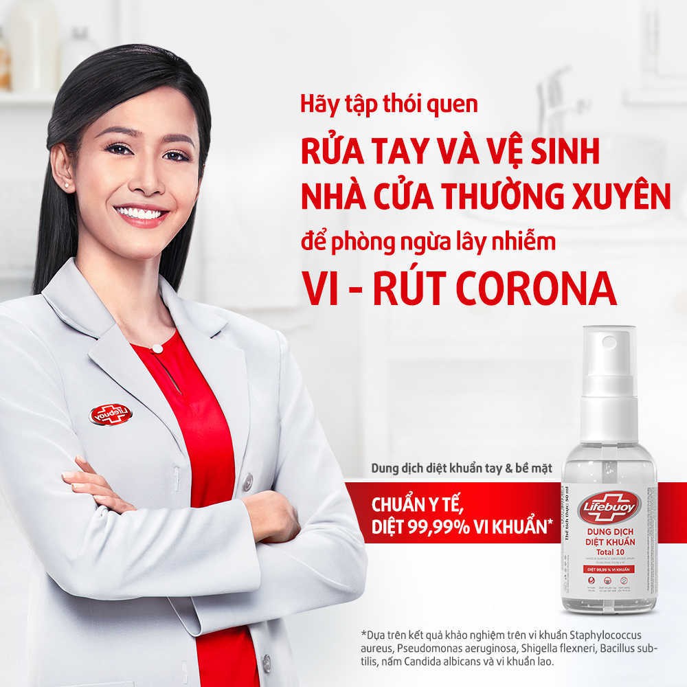 Chai xịt diệt khuẩn Lifebuoy Bảo vệ vượt trội 10 50ML (gắn vừa vỏ phiên bản Tết) | BigBuy360 - bigbuy360.vn