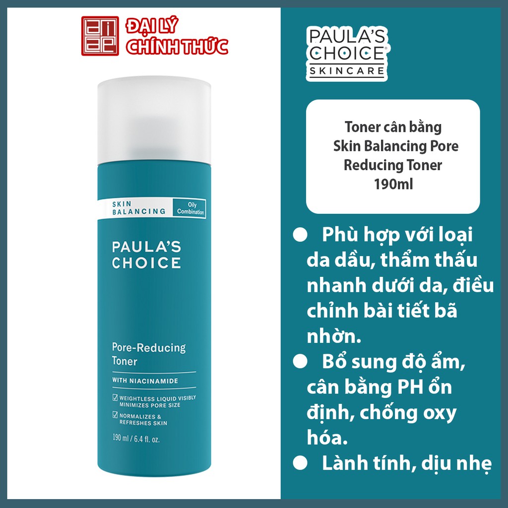Toner nước hoa hồng cân bằng và điều chỉnh lỗ chân lông Paula's Choice Skin Balancing Pore Reducing Toner-190ml M1350
