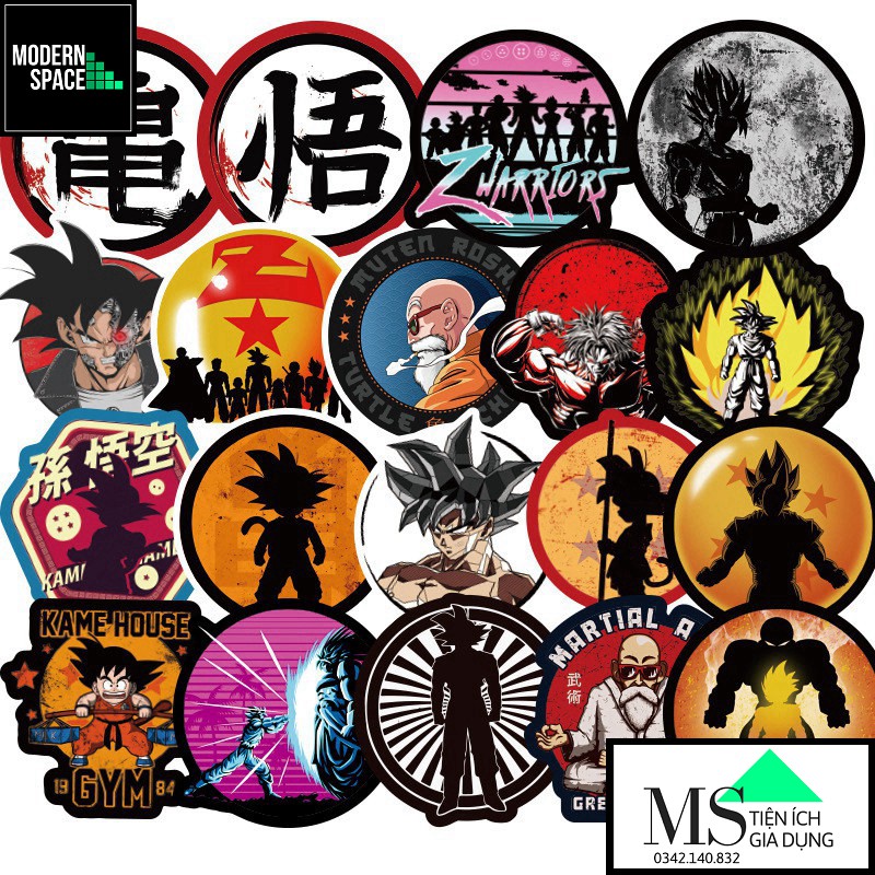 Sticker PVC Songoku 7 viên ngọc rồng Dragon Ball ST-104 -  100 Hình dán Stickers Chống nước Dán Mũ bảo hiểm