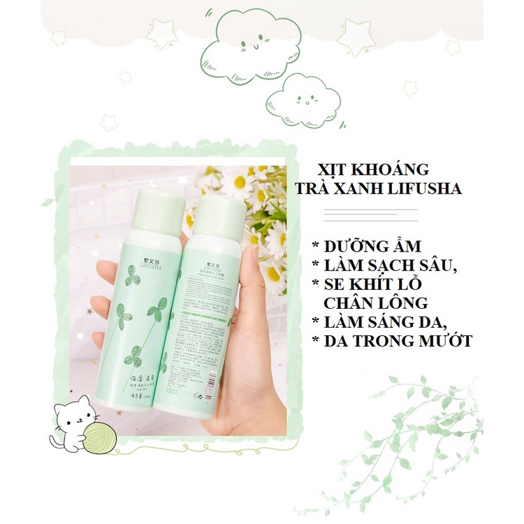 Xịt khoáng cấp ẩm trà xanh LIFUSHA Xịt trang điểm cấp nước trong mướt lâu trôi cả ngày dài | BigBuy360 - bigbuy360.vn
