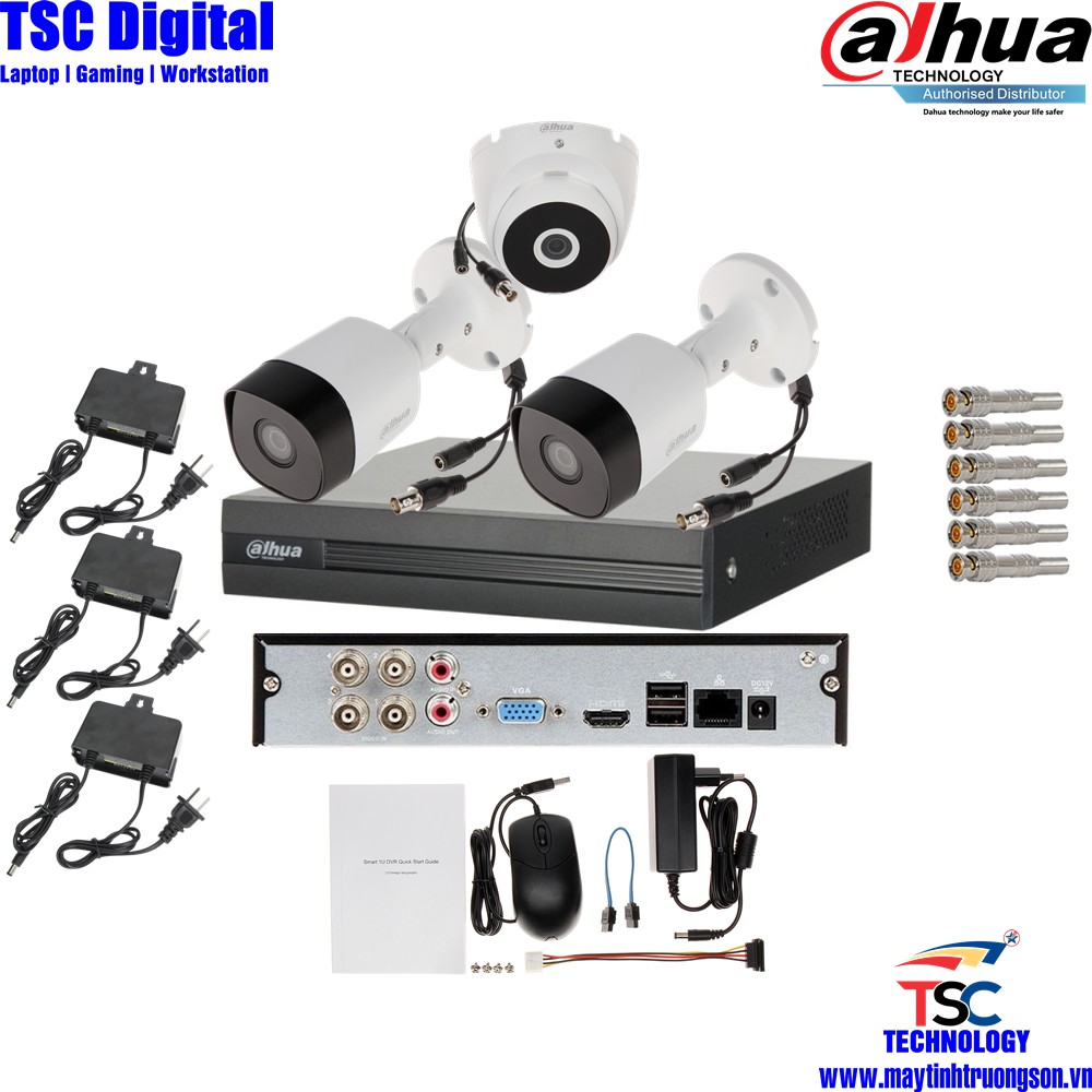 Combo Camera TSCD42T1D DAHUA 3 Mắt Cam 2M Chính Hãng | Kèm Ổ Cứng Lưu Trữ 2Tb/ 2000Gb