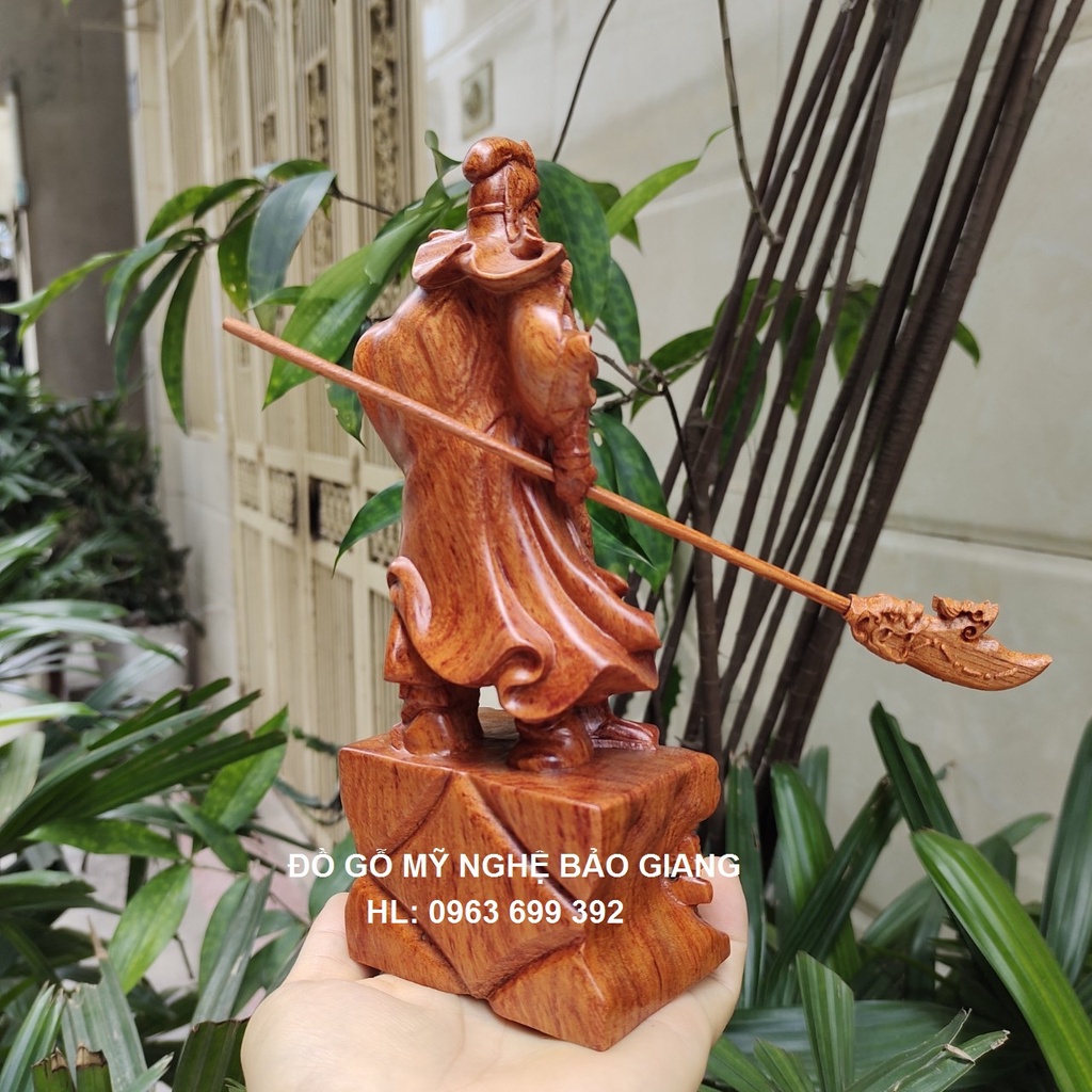 Tượng quan công quan vân trường gỗ hương cao 20 cm đế rồng