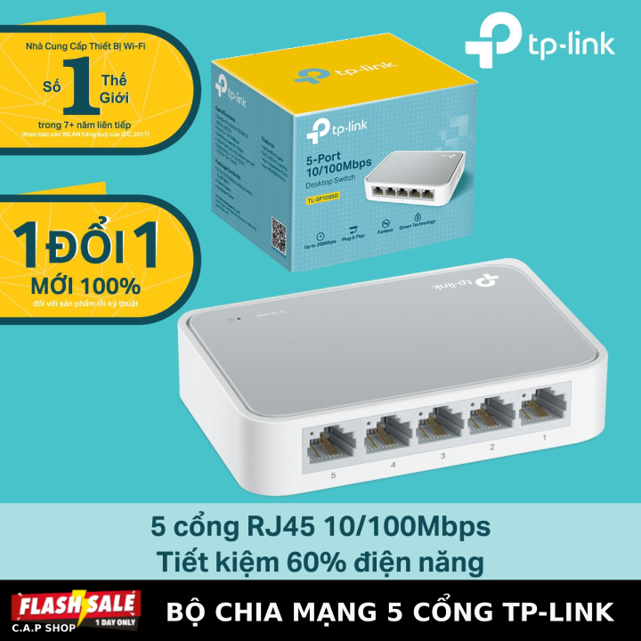 Tenda bộ chia mạng Switch S105 5 cổng ethernet