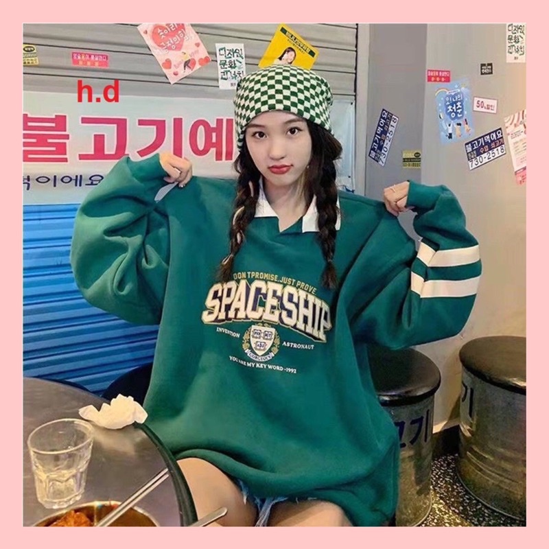 Áo sweater Polo Cổ Bẻ PeaceThun dài tay cặp,lớp Thu Đông chất nỉ bông dày dặn Trend Free ship