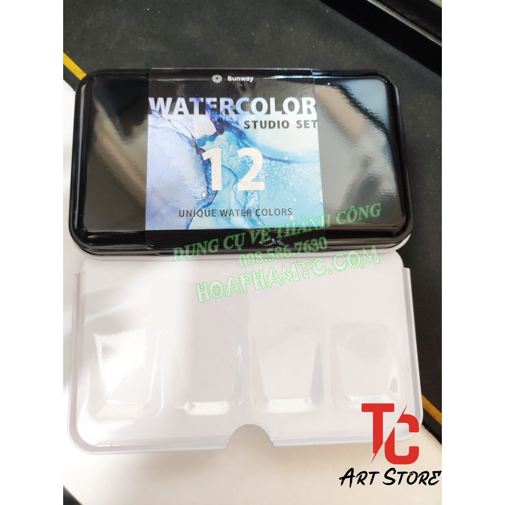 Màu nước dạng nén cao cấp SUNWAY Bộ 12/24/48 Màu