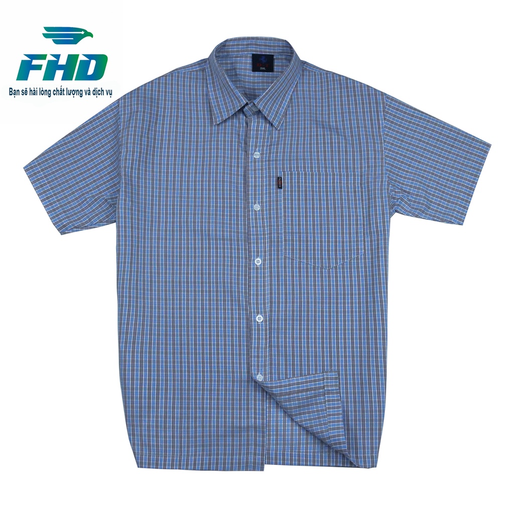 Áo sơ mi nam trung niên ngắn tay chất vải kate mềm mát đường may kỹ lưỡng form rộng từ 45-80Kg FHDA014