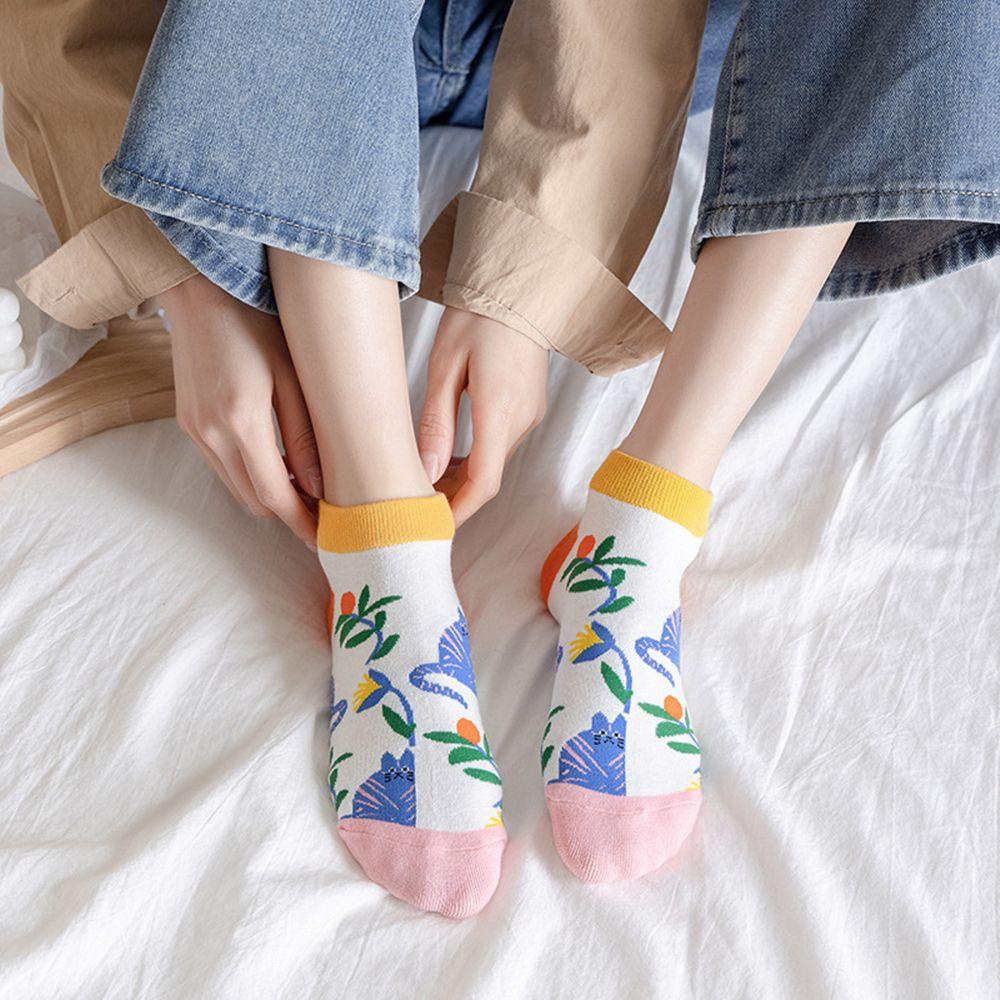 Bộ 5 Đôi Vớ Cotton Ngắn Nhiều Màu Dễ Thương Cho Nữ