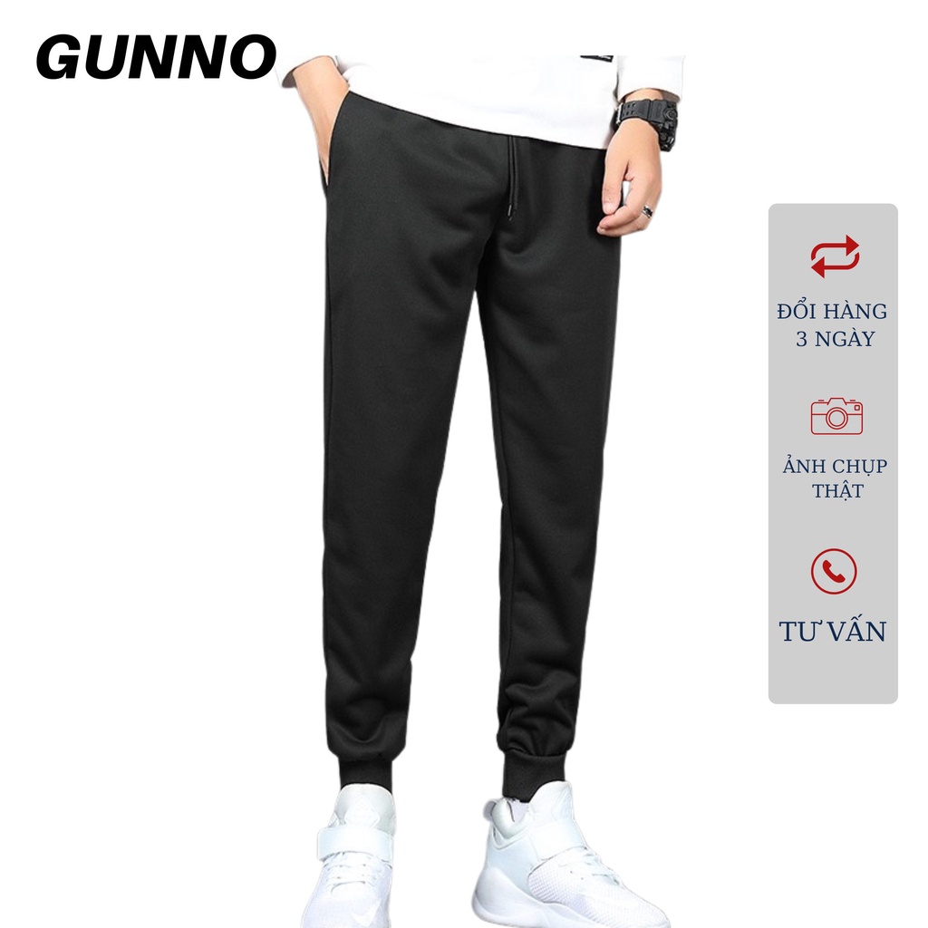 Quần Jogger Thể Thao Nam Nỉ Dày Dặn GUNNO Nam Thu Đông Co Giãn