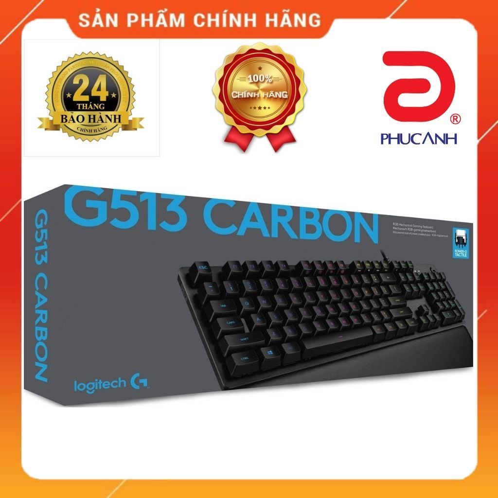 Bàn phím cơ Logitech G512 Carbon RGB (GX Red Linear) (920-009372)