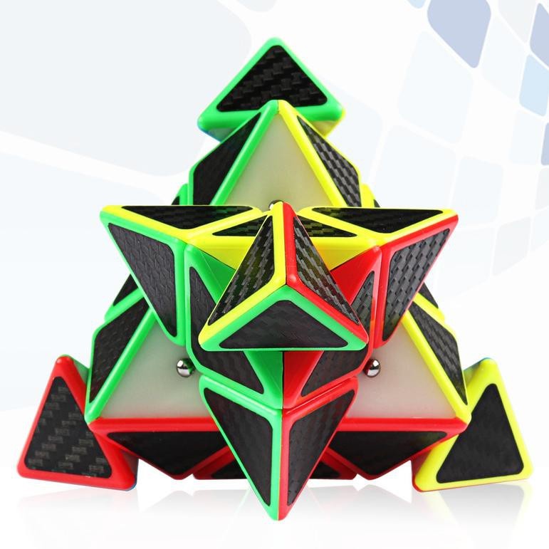 Rubik Carbon MoYu MeiLong Pyraminx, Rubik Carbon MoYu tam giác tặng kèm chân đế Rubik Moyu