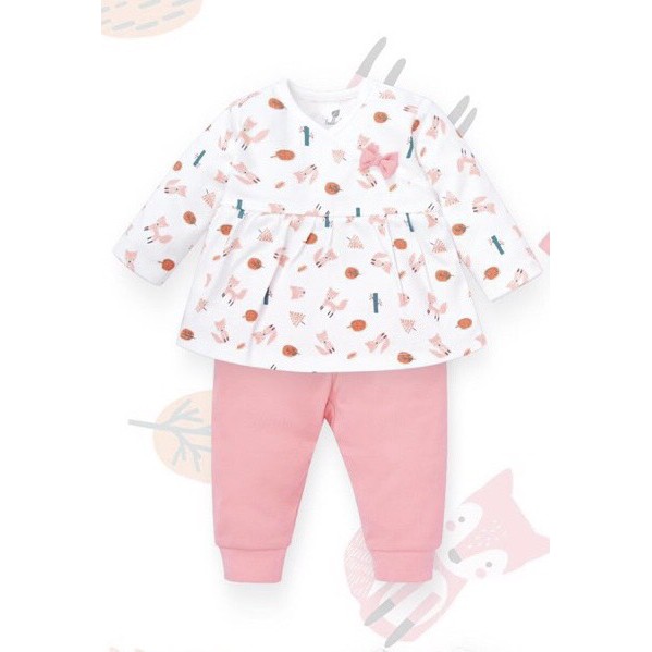 [LULLABY SALE] Bộ dài tay Cotton LULLASSIC bé gái trắng hồng