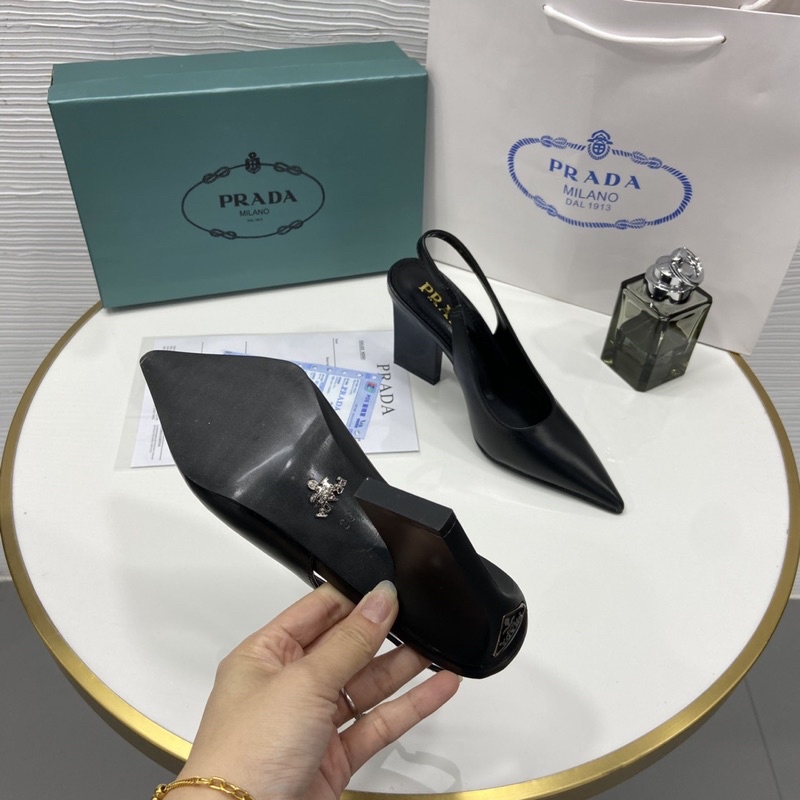 Sandal prada gót dẹt mũi nhọn fullbox