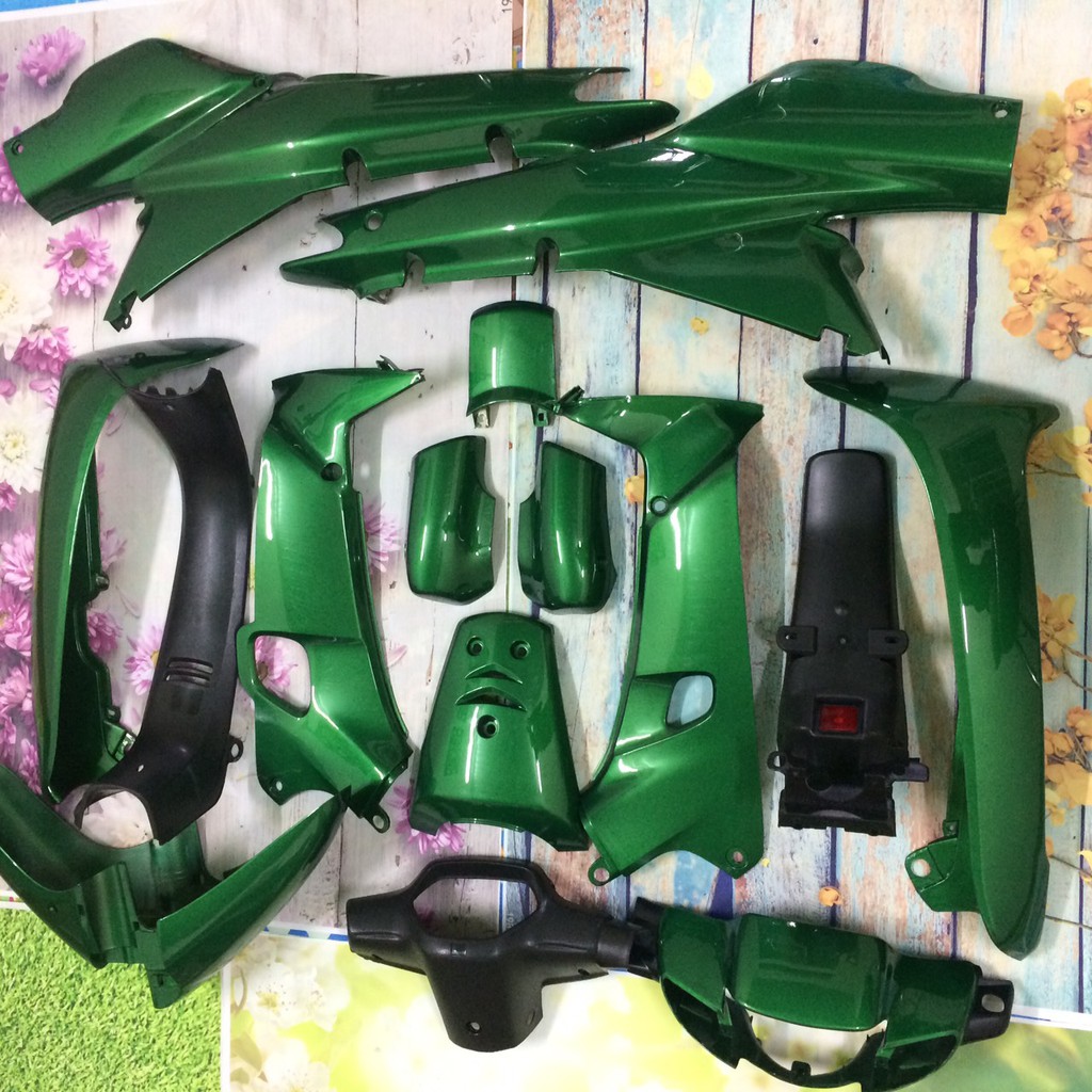 Bộ dàn áo xe WAVE THÁI , Wave 110, Wave 1 bóng  màu Xanh ken, nhựa nguyên sinh ABS(B100-KEN)