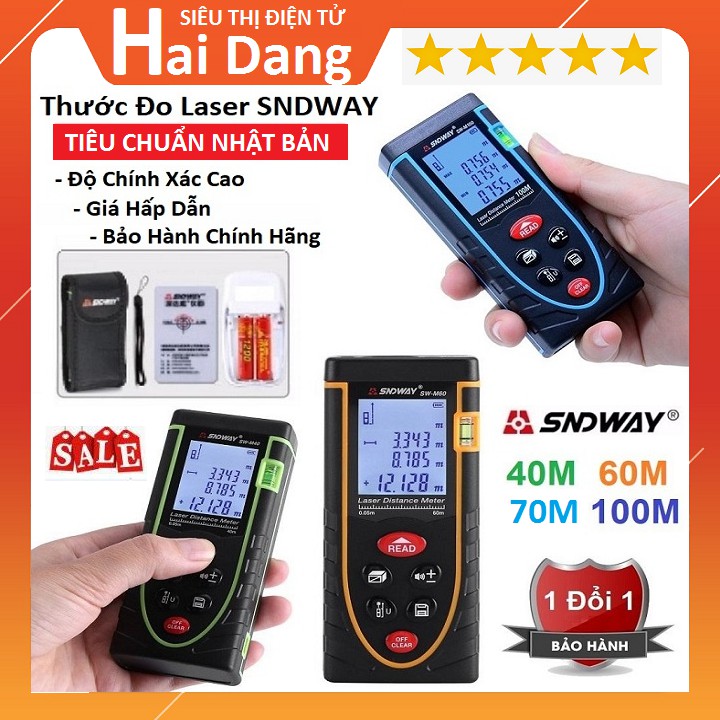 Thước Đo Khoảng Cách, SNDWAY40m 60m 70m 100m Chính Hãng, Máy Đo Khoảng Cách Lazer Thước Đo Laze