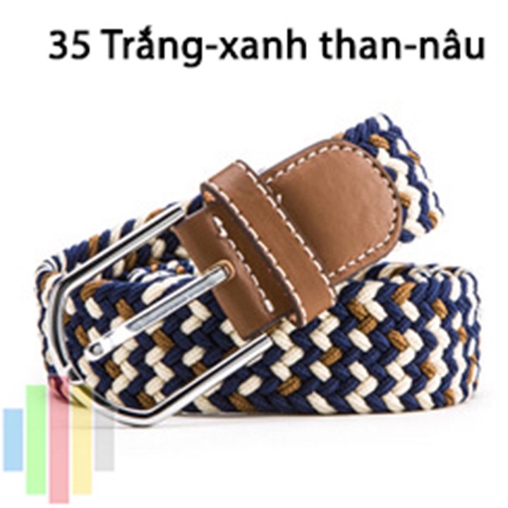 Thắt lưng vải dù co giãn bản 3,5cm -nhóm màu hoạ tiết