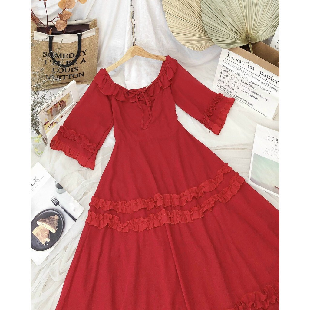 Đầm Maxi Đi Biển, Váy Maxi Đi Biển V115, Chất Voan, Mềm Mát, Màu Đỏ, Siêu Phẩm Của Tín Đồ Sống Ảo, Nhìn Là Mê. | BigBuy360 - bigbuy360.vn