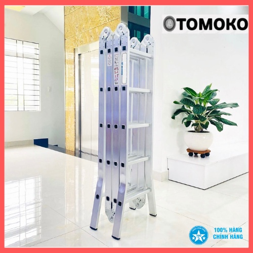 THANG NHÔM GẤP TOKOMO Chính Hãng Nhật Bản 4 ĐOẠN 4 BẬC-  Chiều dài 1.3M đến 4.7 M - Bảo Hành 3 Năm📞