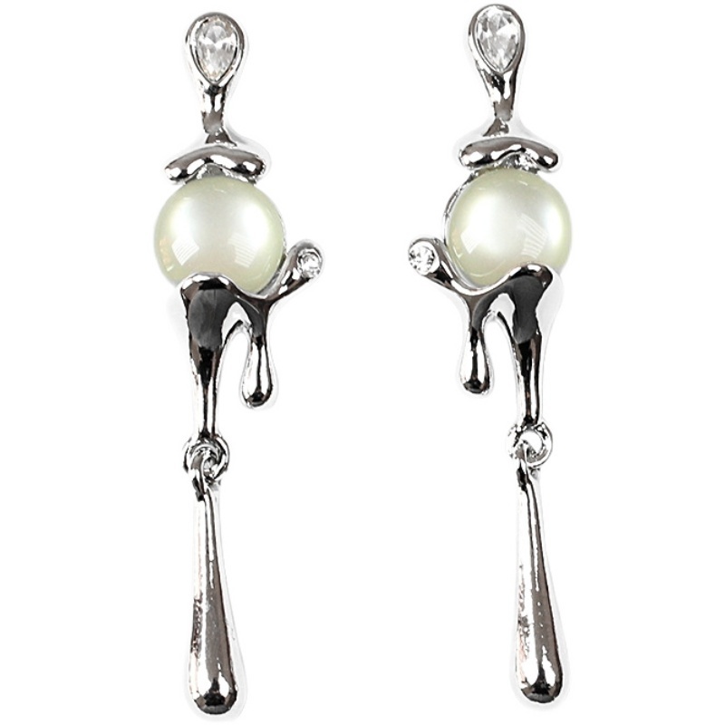Bông Tai Dài Hình Giọt Nước Đính Đá Opal Phong Cách Harajuku