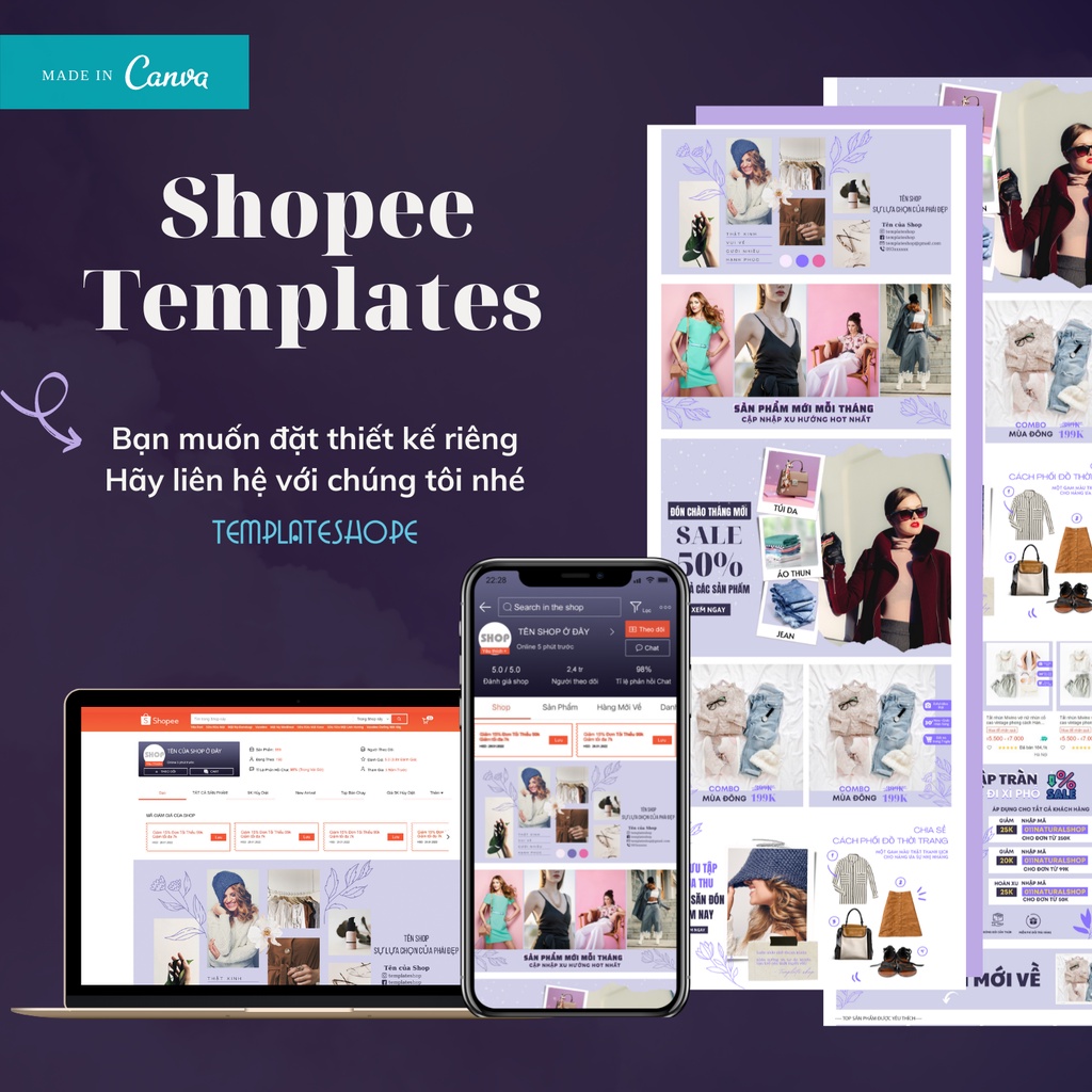 Thiết kế bộ banner template Shopee ngành thời trang nữ