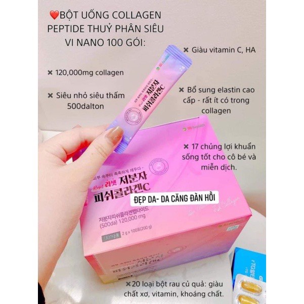 Collane ELASTIN PEPTIDE hồng collagen cá reset hàn quốc gói uống