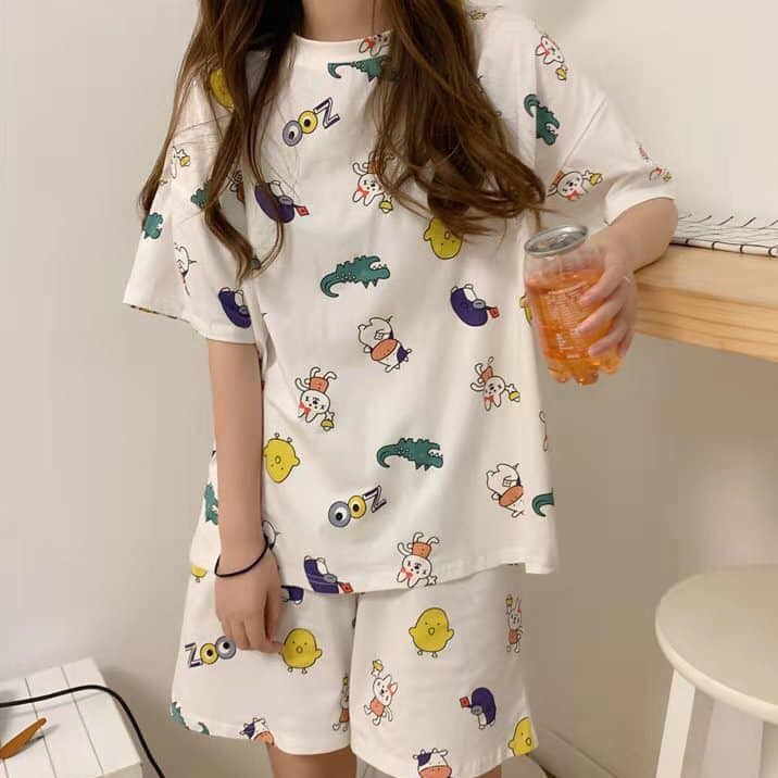 Bộ Ngủ Nữ ❤️ FREESHIP ❤️ Giảm 10K Nhập [DOHU10K] Set cộc tay mèo sunny love SIÊU HOT