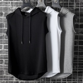 Áo Hoodie Không Tay Trơn Màu Phong Cách Hàn Quốc Dành Cho Nam