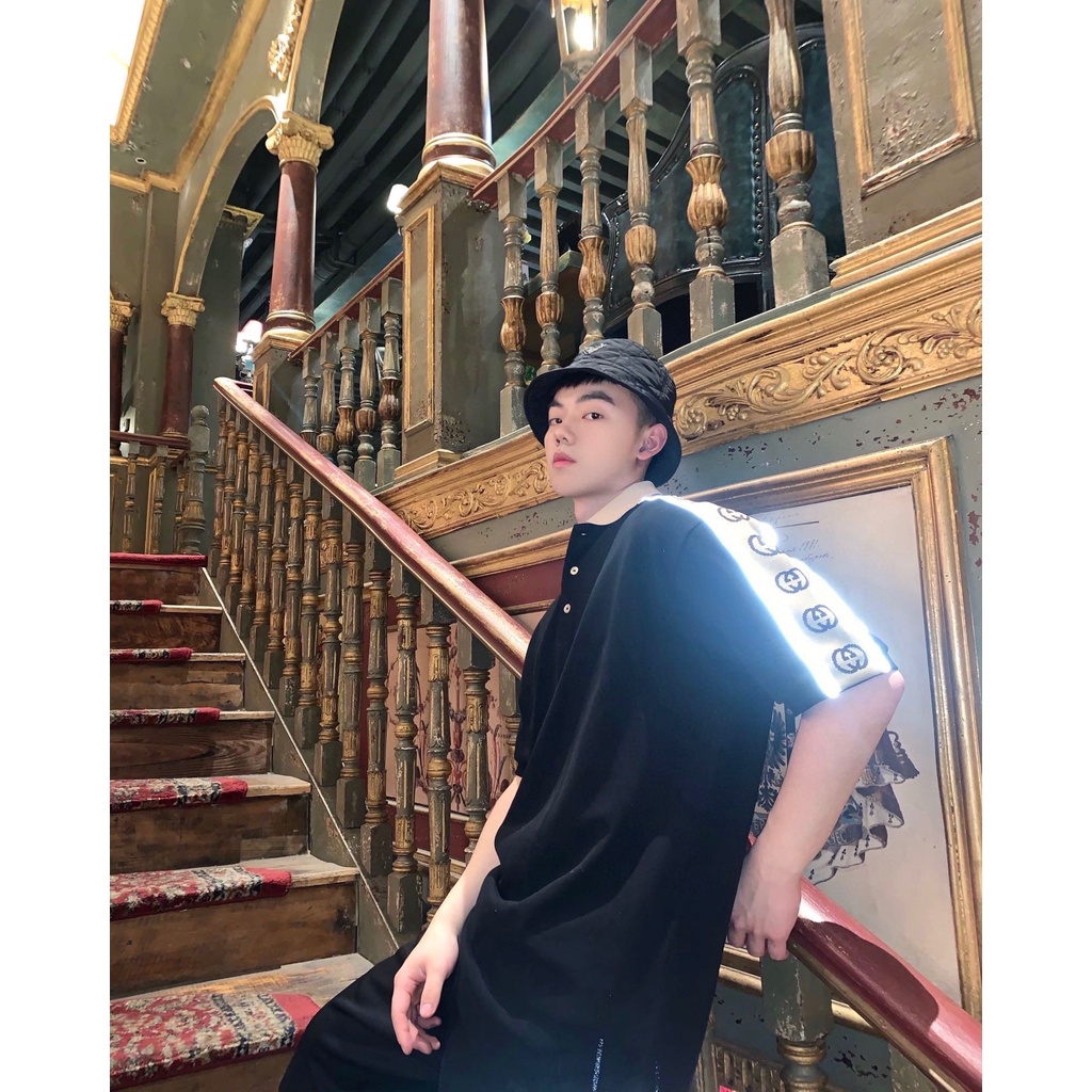 Áo Polo Gu*CCI Monogram Pattern Vải Cap Cấp Cotton 100%