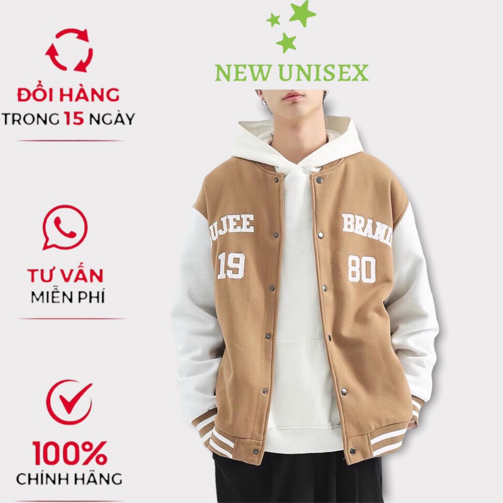 Áo Khoác Nam Nữ Bomber Nỉ Ngoại 2 Lớp Lót Dù Thêu Họa Tiết Chữ Số 18 90 Phối Tay Siêu Phẩm