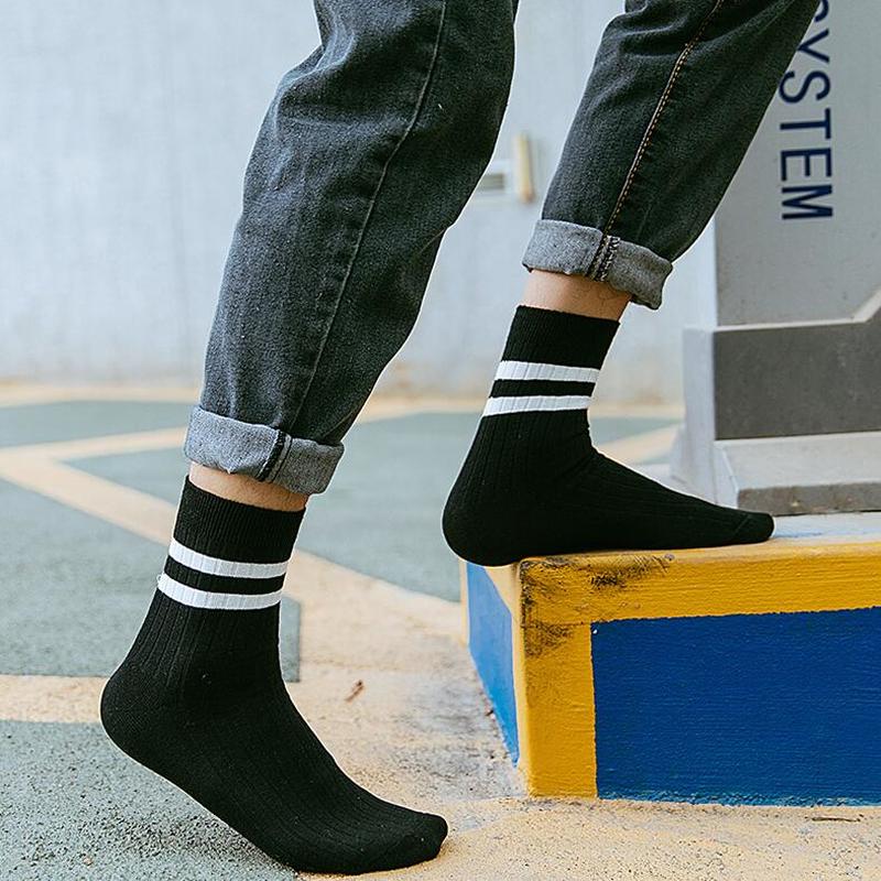 Roselife Stripe Mid-Calf Cotton Autumn Ankle Sports Socks for Men Casual Style