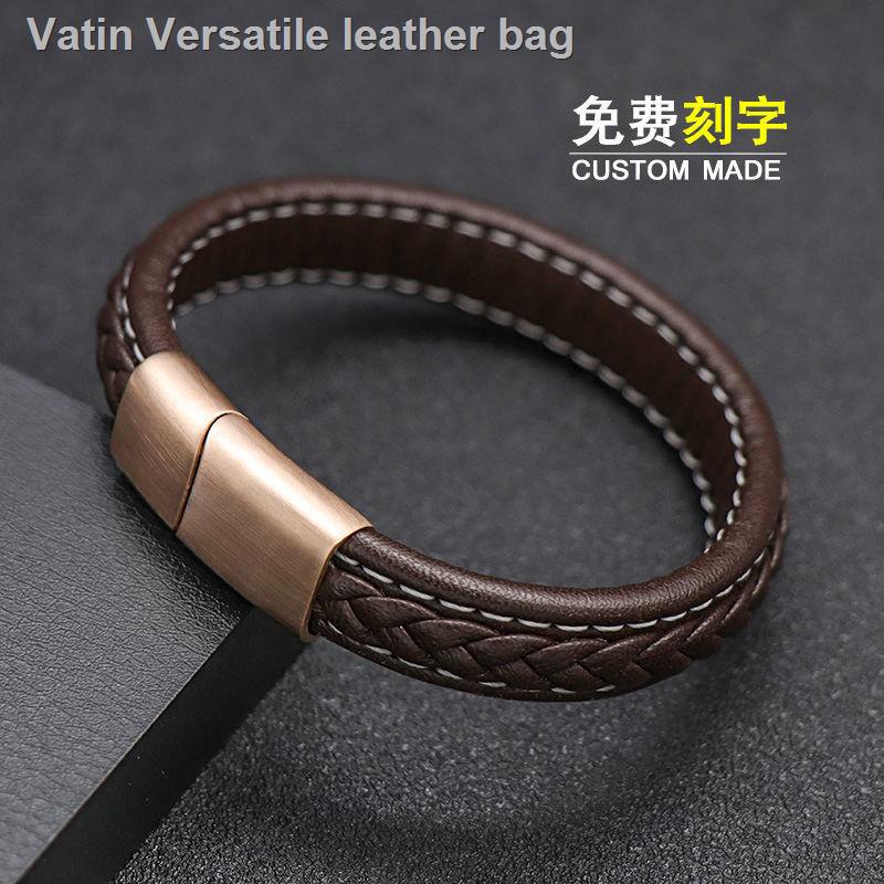 Vòng đeo tay dây da màu nâu đục đơn giản đa năng phong cách Âu Mỹ cổ điển cho nam và nữ