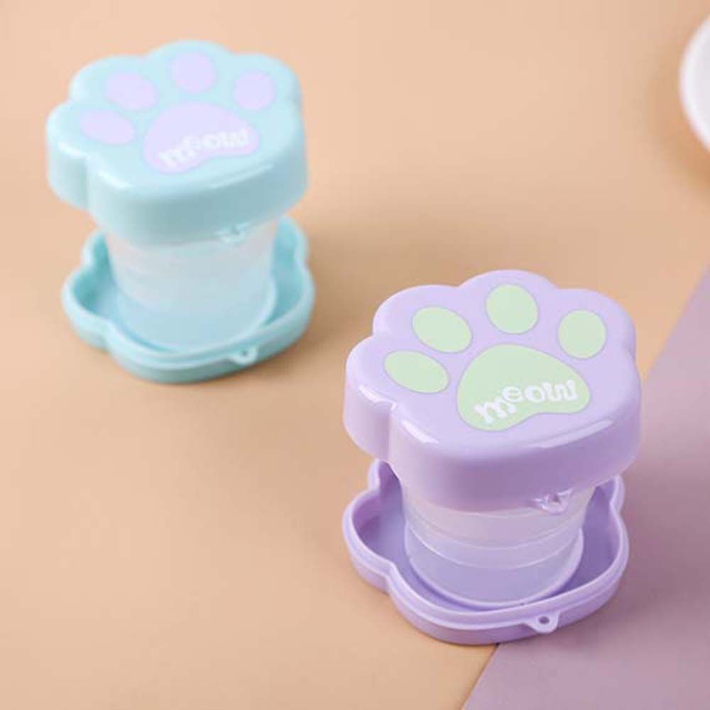 Cốc nước gấp gọn hình bàn chân mèo kèm dây đeo tiện dụng cho du lịch/ cắm trại