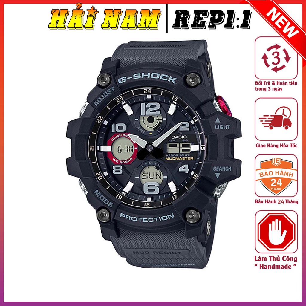 Đồng hồ nam G-Shock.GSG-100-1A8.Mặt 51mm,dây cao su,chống sốc,la bàn,đo nhiệt độ,hiển thị kép kim diện tử.
