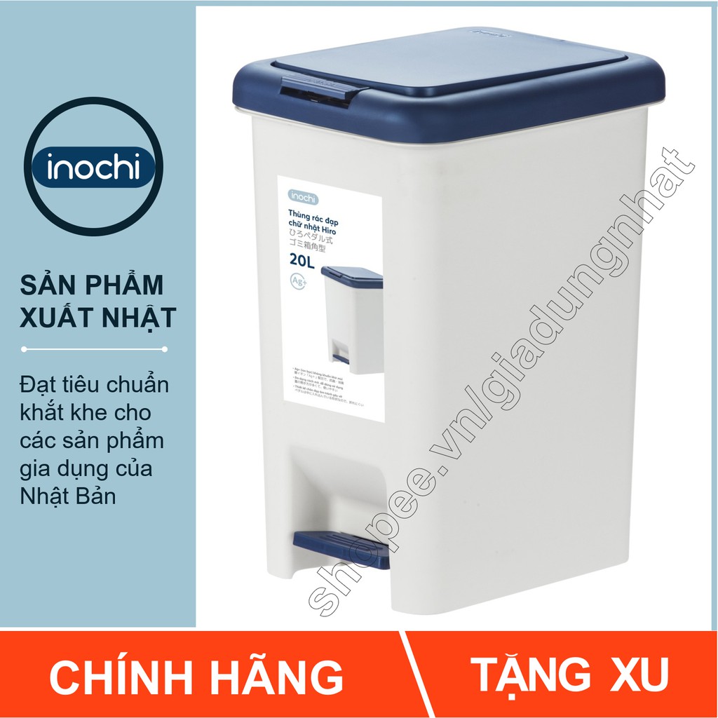 Thùng Rác Nhựa Đạp Chân Nắp Đậy Chữ Nhật Inochi 20 Lít Làm Sọt Rác Văn Phòng,Đựng Rác Gia Đình, Trong Nhà, Ngoài Trời