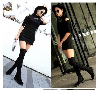 Giày boot ống len trên gối