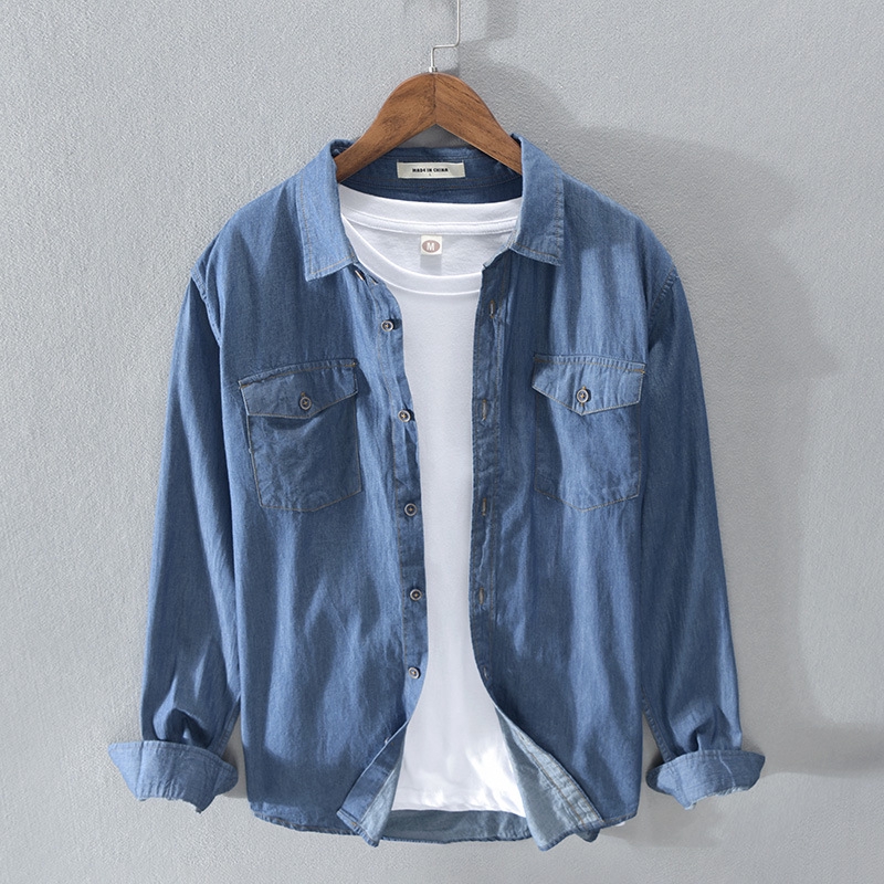 Men's Cotton Denim Long-sleeved Shirt