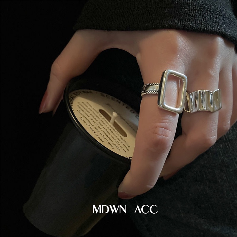 Set 2 Nhẫn Hở Họa Tiết Hình Học Độc Đáo