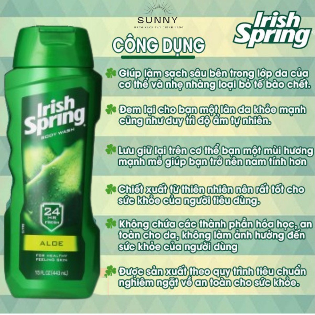 Sữa tắm Irish Spring Body Wash 532ml làm sạch sâu, giữ ẩm cho da