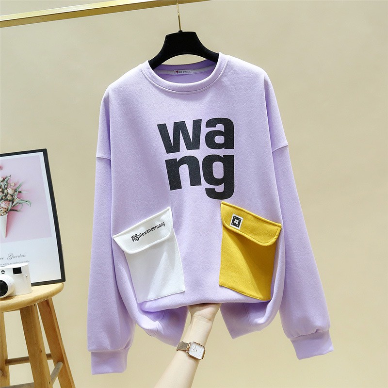 ❤️ HÓT ❤️ Áo Sweater Nữ 2 Túi Trước Dài Tay Cổ Tròn Form Rộng Chất Nỉ Dày Phong Cách Hàn Quốc 4 Màu Đen Trắng Hồng Tím | BigBuy360 - bigbuy360.vn