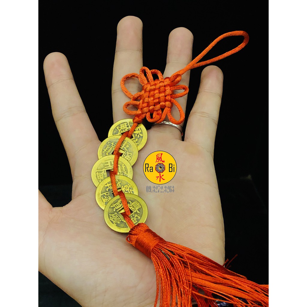 Dây Xâu Đồng Xu Ngũ Đế Chiêu Tài Bình An - Vật Phẩm Phong Thủy May Mắn
